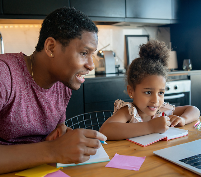 dad helping daughter with homework parenting seminar character quest